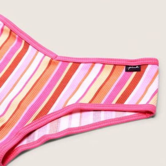 Victoria's Secret PINK Cotton Ribbed Cheekster Panty Pink Stripe Small NEW - Picture 3 of 5